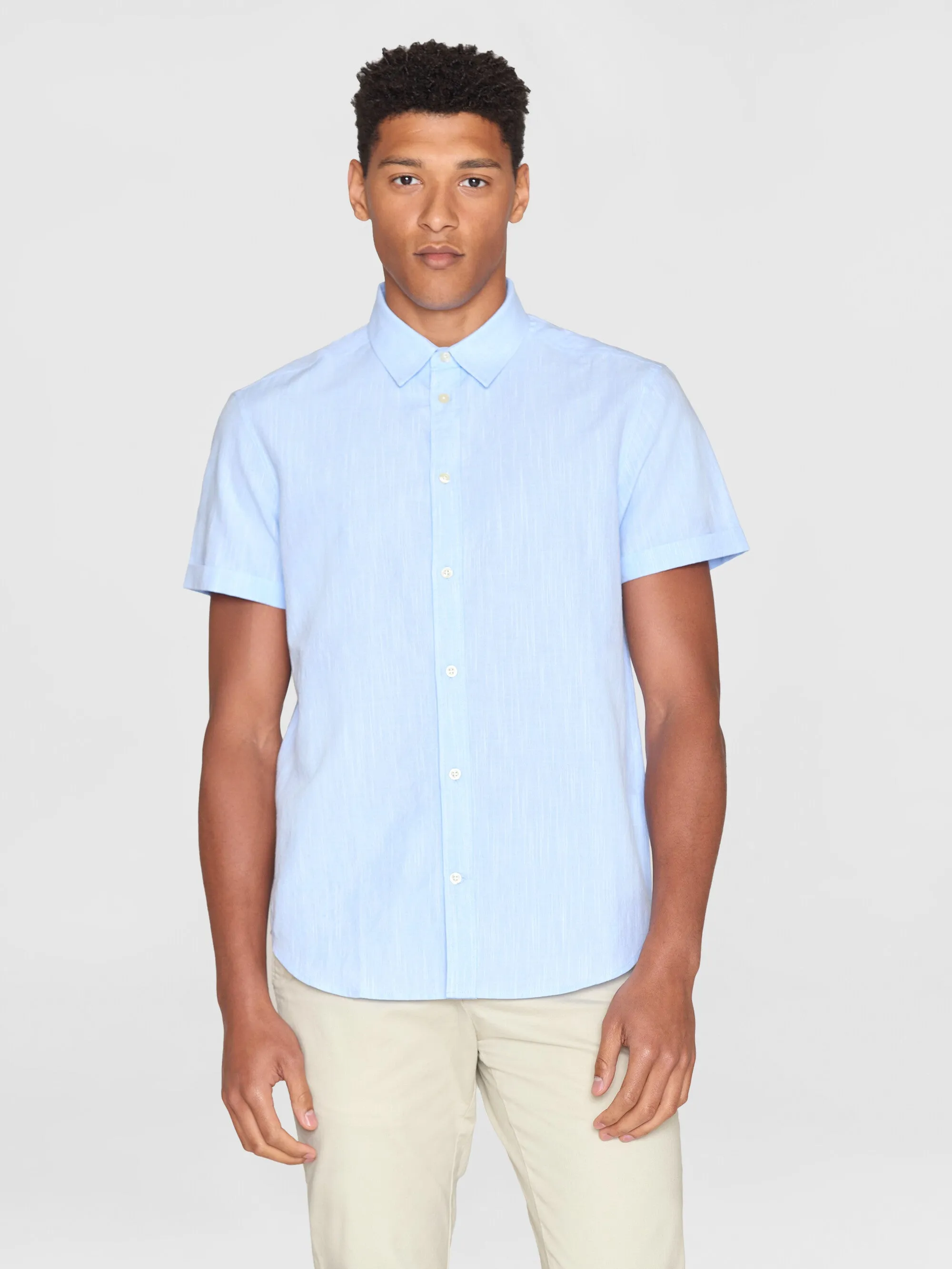 Custom fit linen short sleeve shirt - Skyway