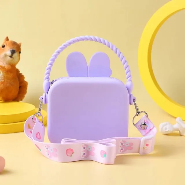 Cute Flower Bunny Combo For Kids With Mirror, Comb and Silicon Keychain - Lilac