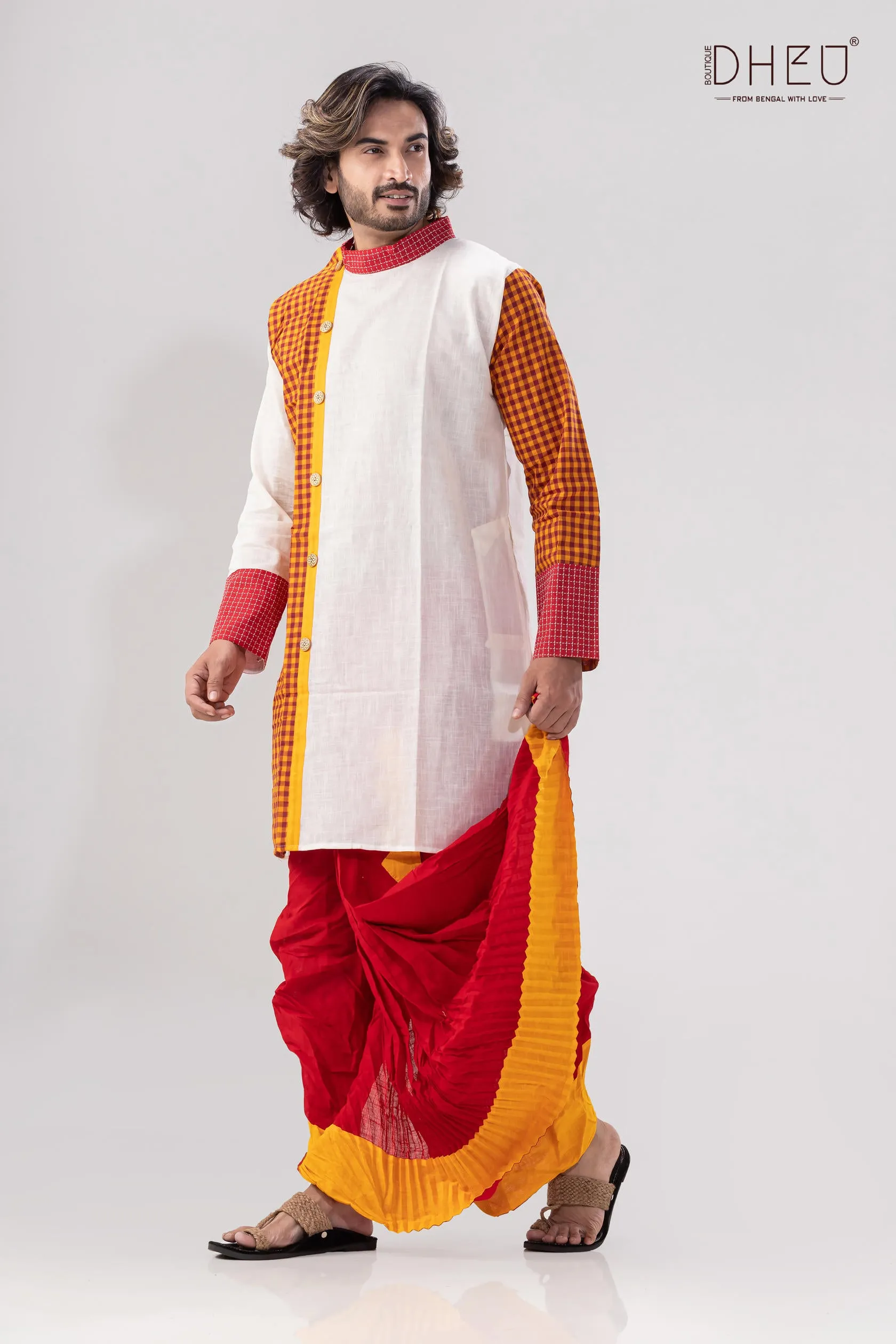 Dheu Exclusive Designer Kurta Dhoti(Optional) Set