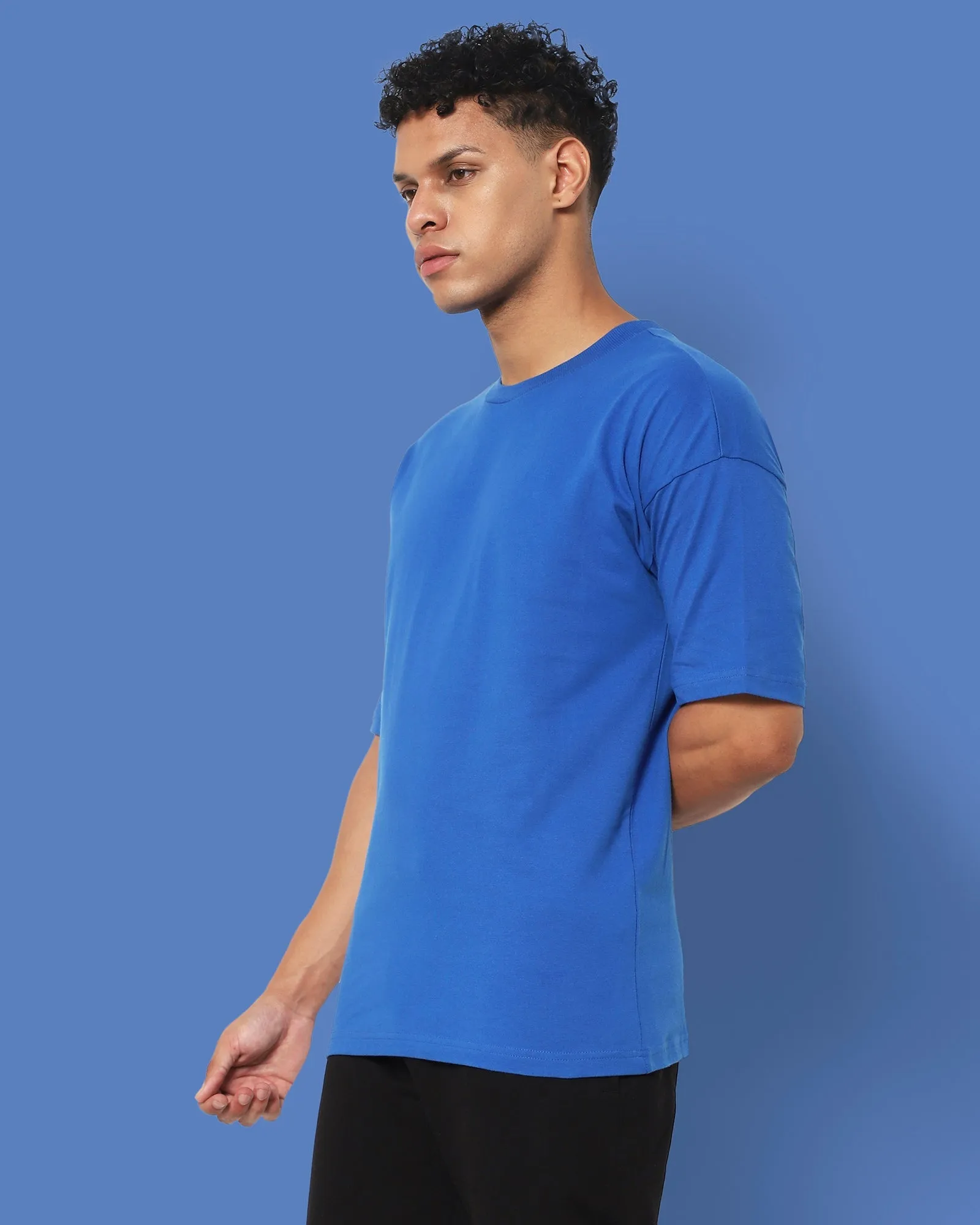 Drop Shoulder HW Crew Tee: Cerulean