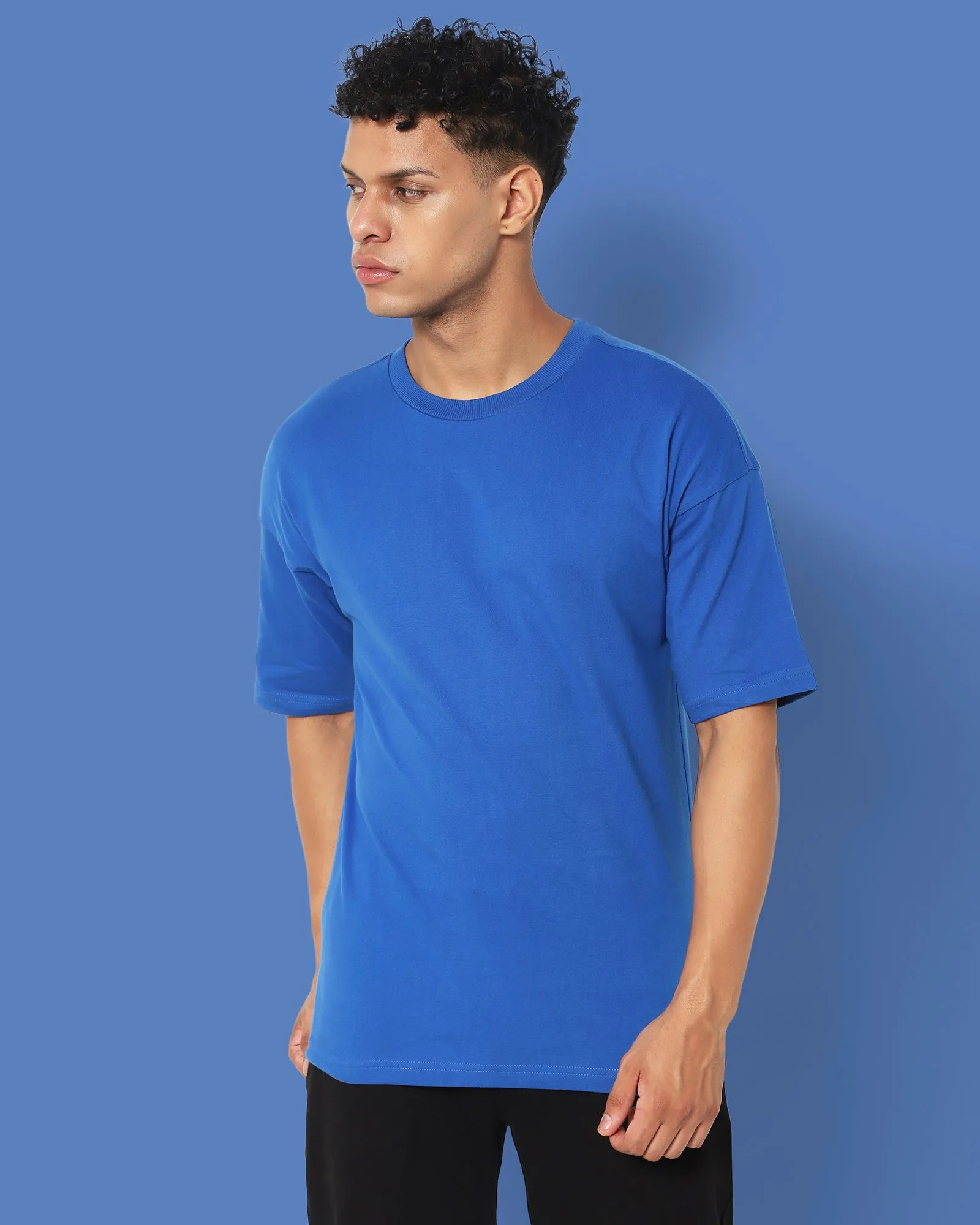 Drop Shoulder HW Crew Tee: Cerulean