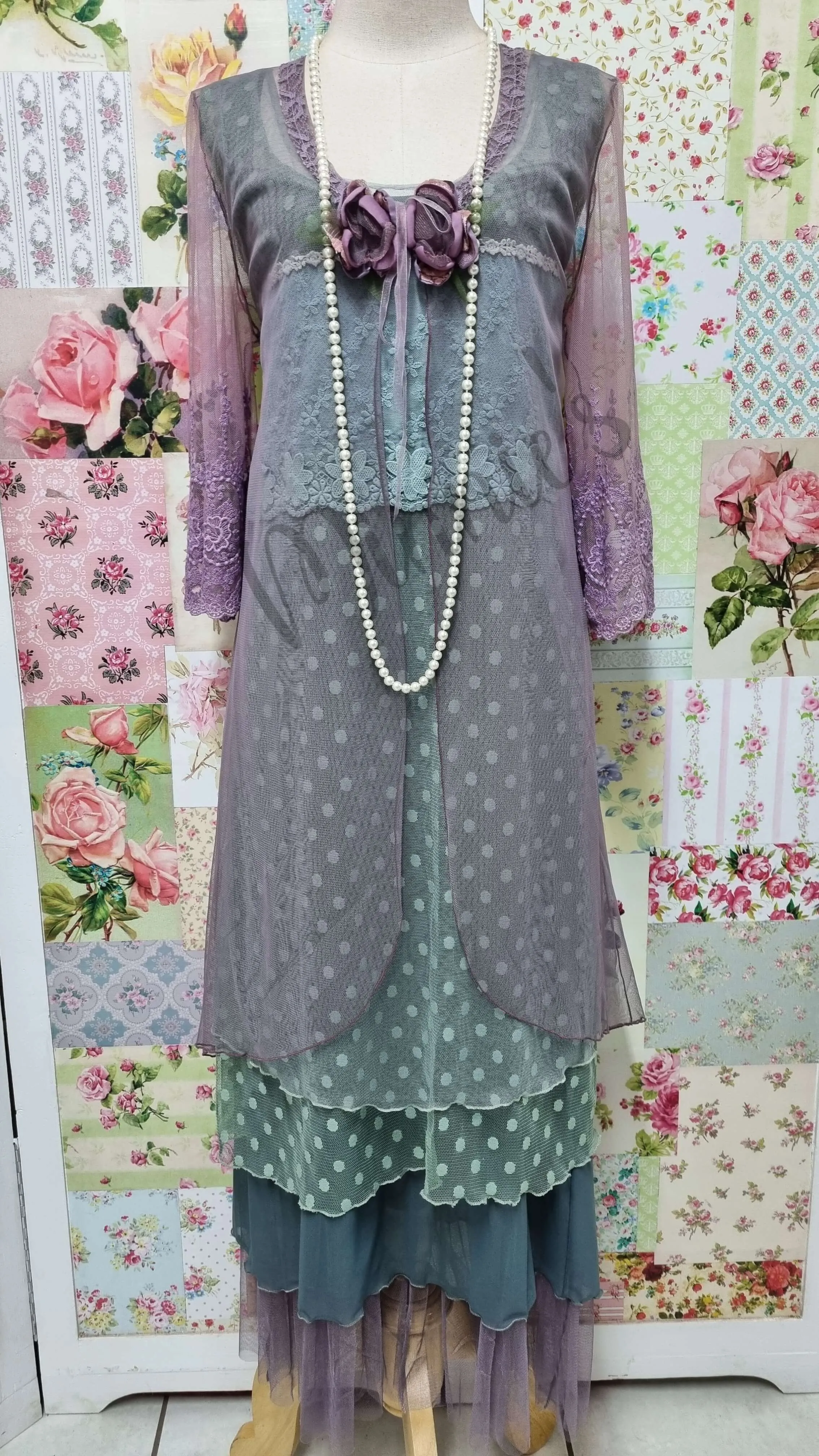 Duck Egg & Mauve 4-Piece Dress ML023