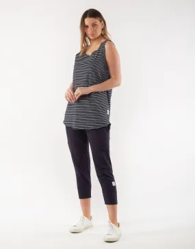 Elm - Lottie layer Tank - Navy with White Stripes