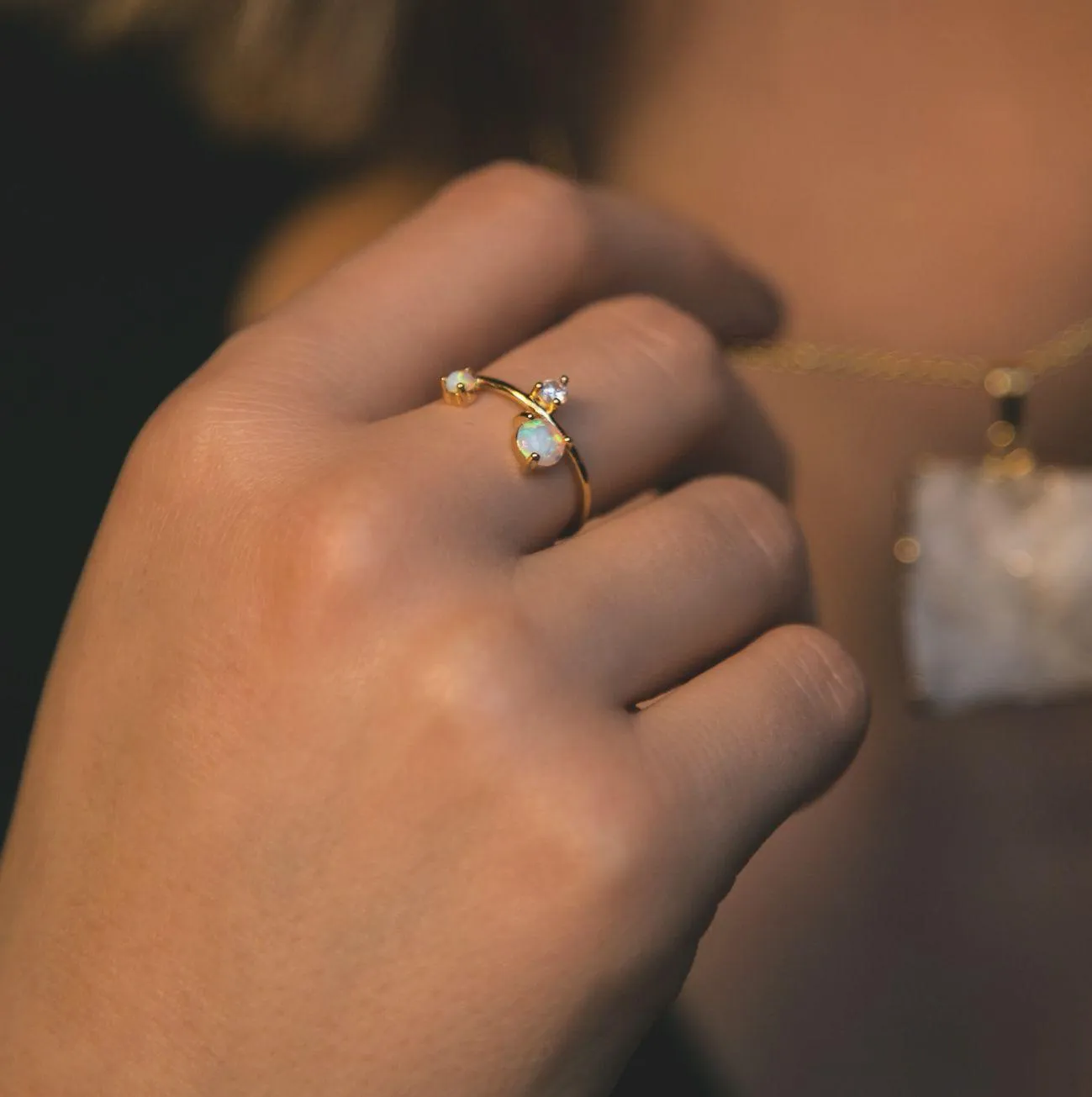 Elodie Opal Ring | 14K Gold Plated