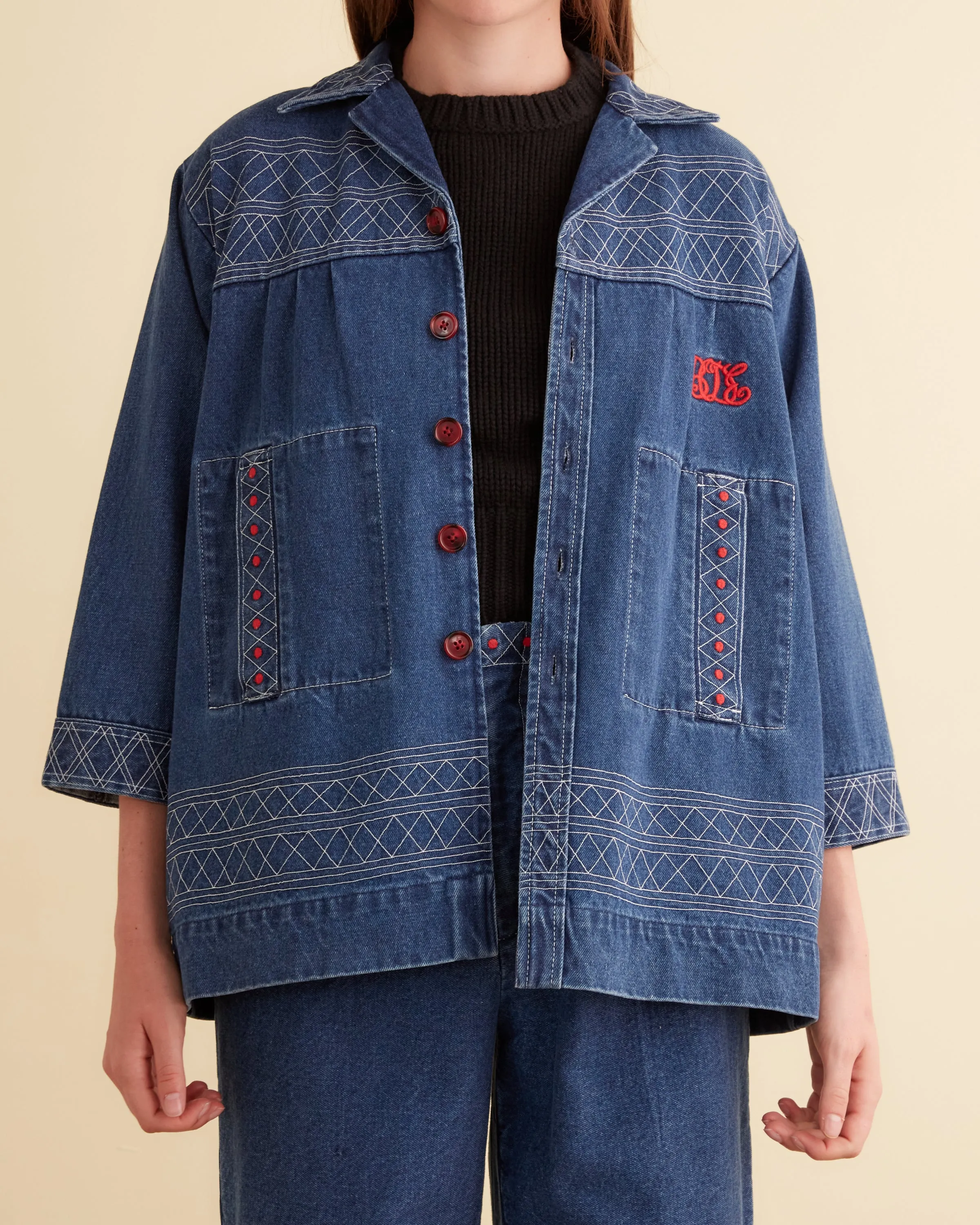 Embroidered Denim Quincy Jacket