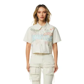 Embroidery Button Down Shirt - Ecru