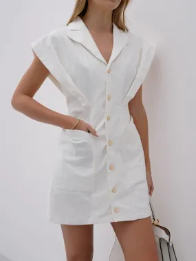 Erika Button Down Dress | White