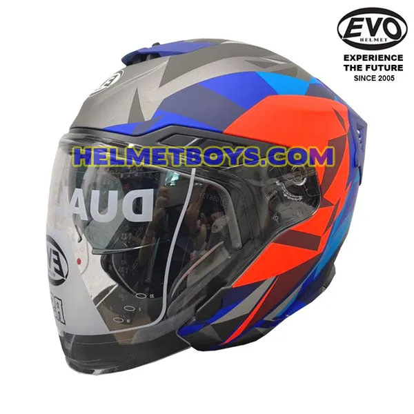 EVO RS9 Motorcycle Sunvisor Helmet RAINBOW BLUE