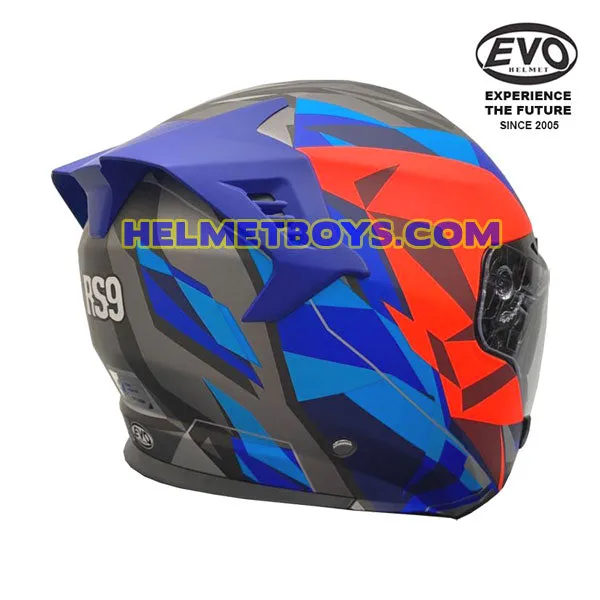 EVO RS9 Motorcycle Sunvisor Helmet RAINBOW BLUE