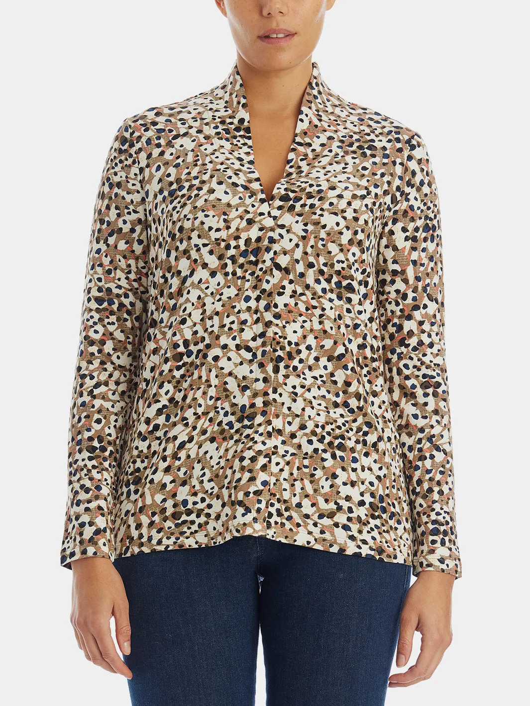 Forest Spot Button Up Blouse