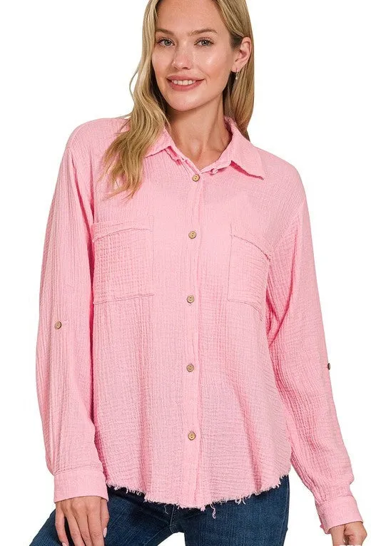 Gauze Button Down Top