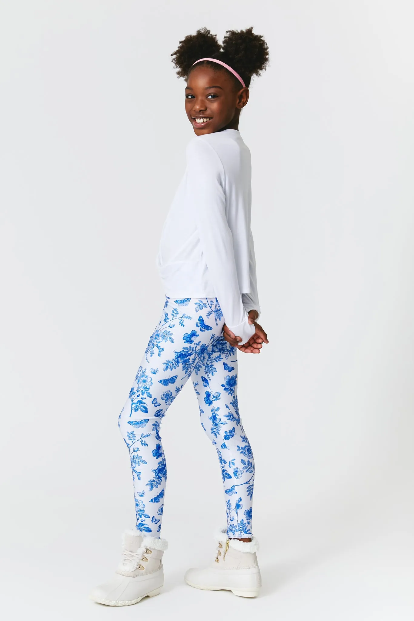 Girls Leggings in Light Blue Fine China