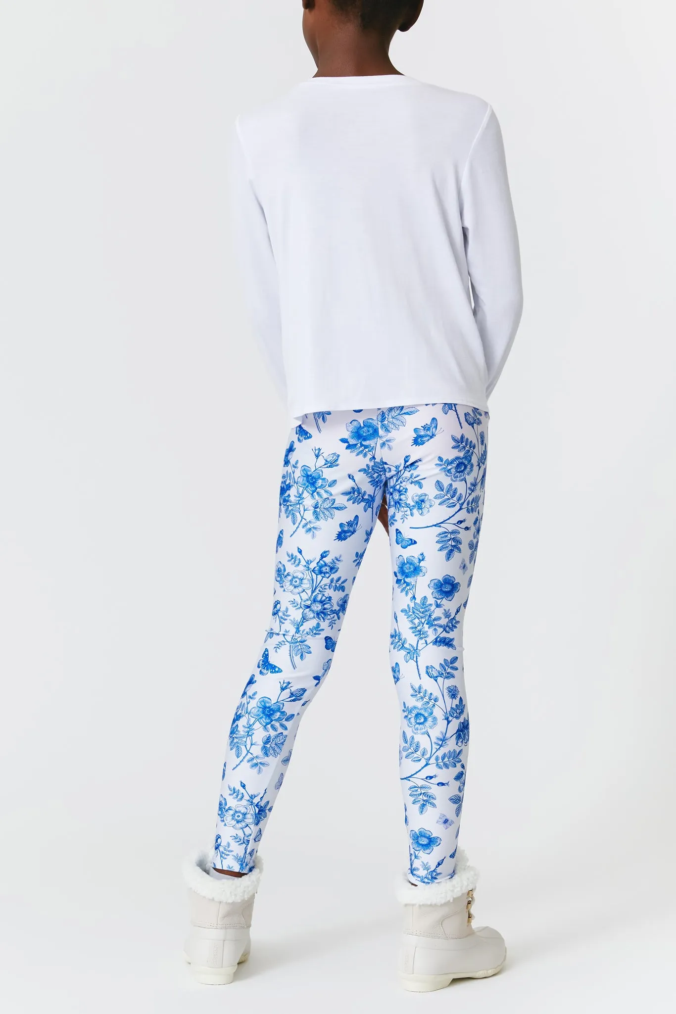 Girls Leggings in Light Blue Fine China