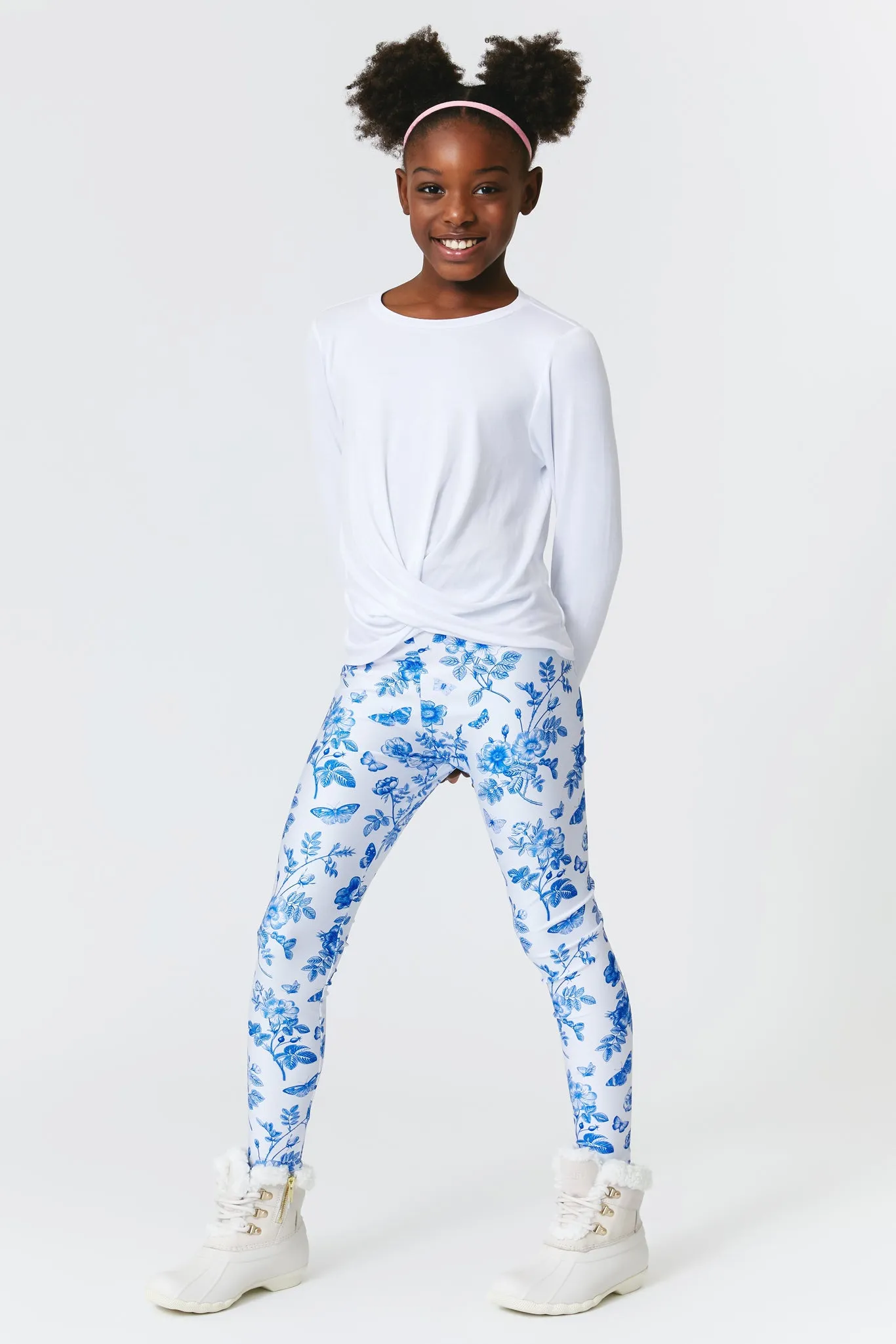 Girls Leggings in Light Blue Fine China