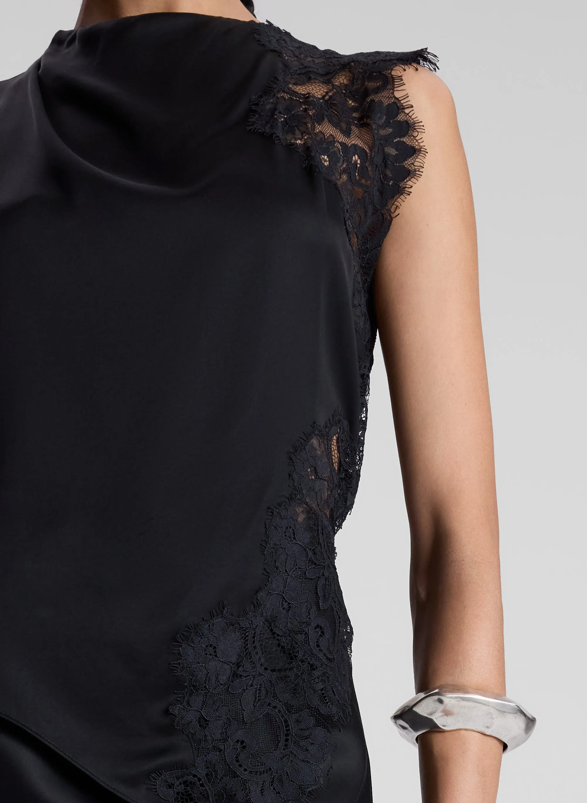 Gracie Satin and Lace Sleeveless Top