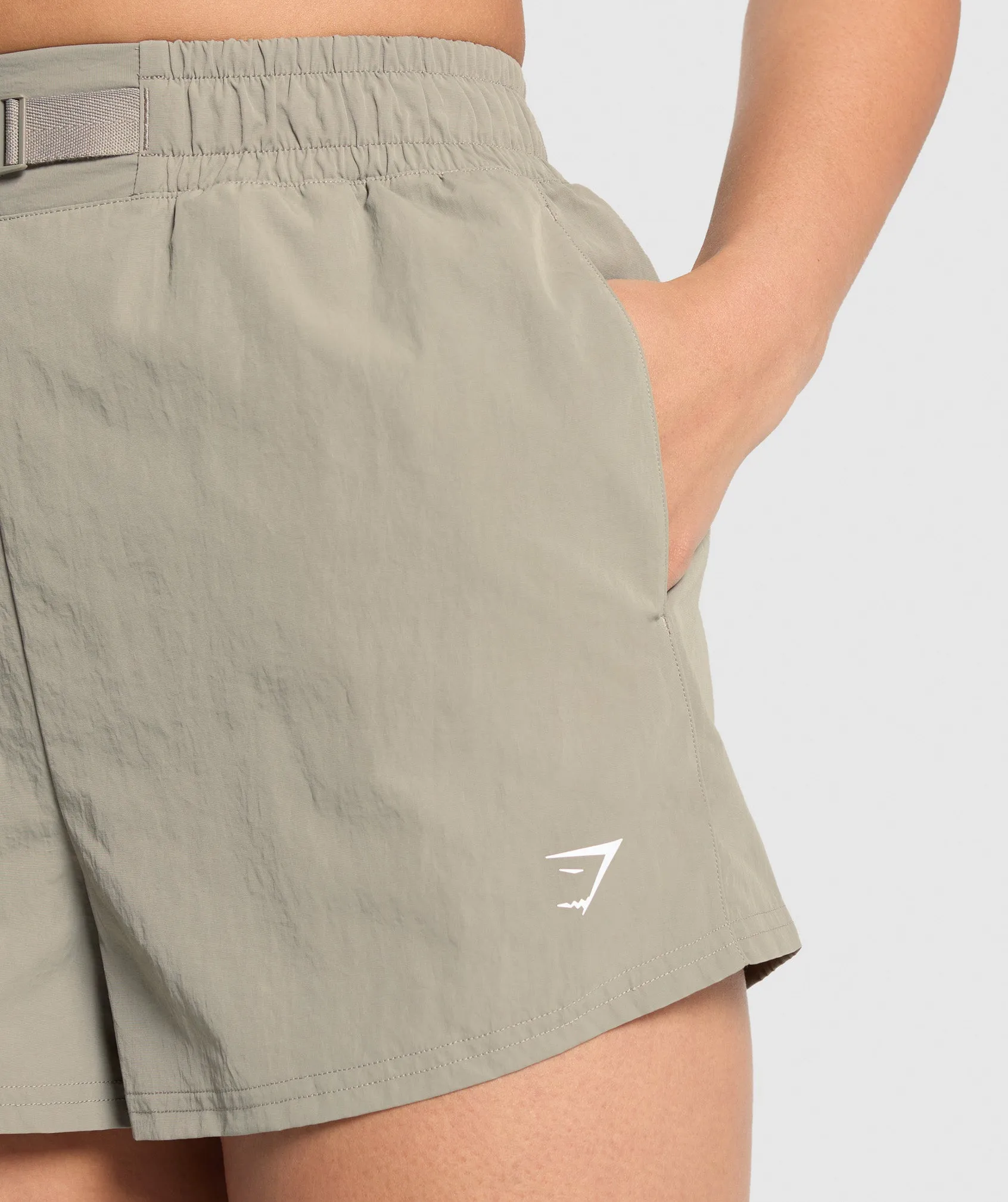 Gymshark Buckle Waisted Shorts - Linen Brown