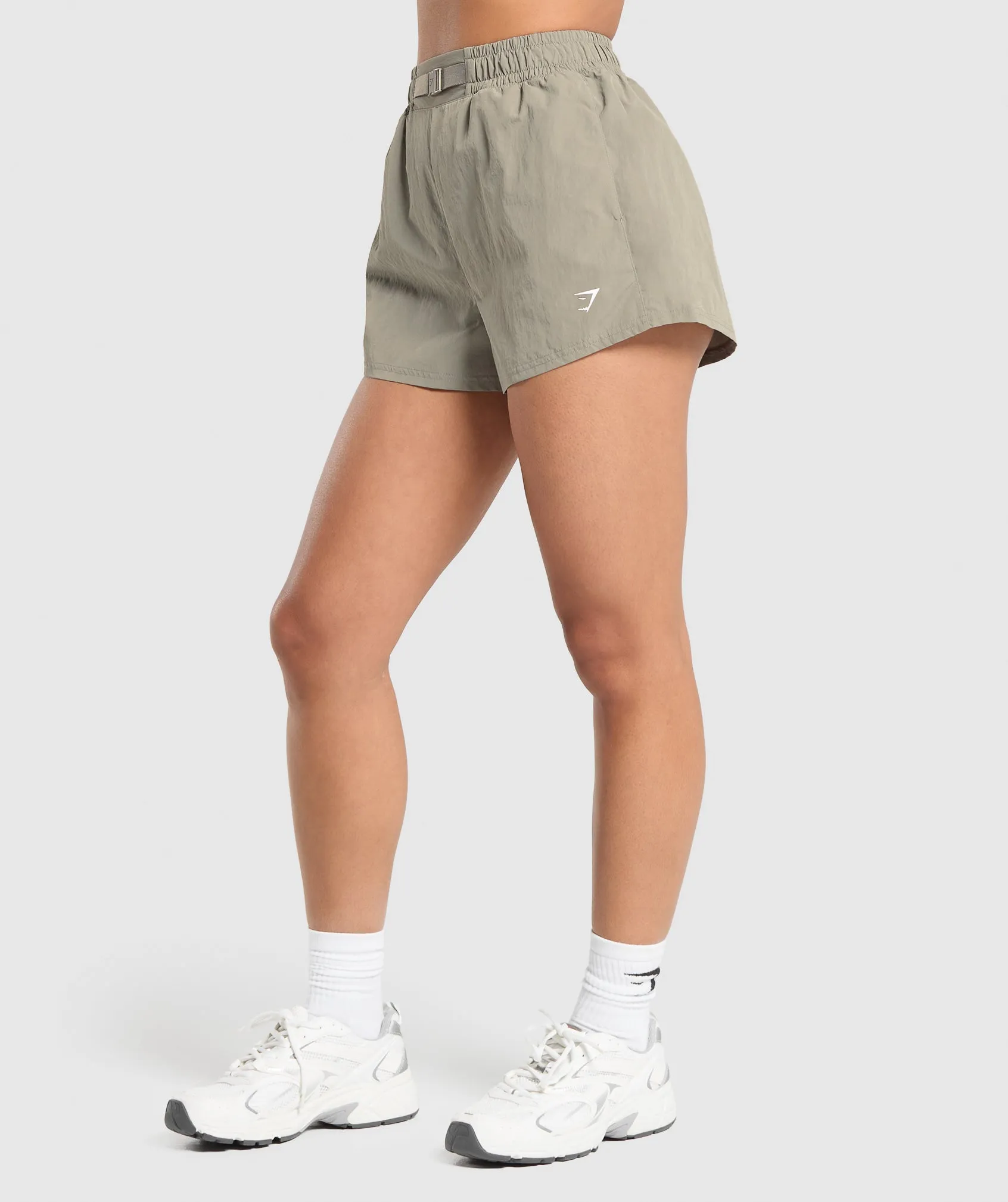 Gymshark Buckle Waisted Shorts - Linen Brown