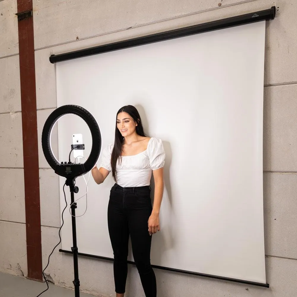 'Instant Studio' Mountable Pull Down Backdrop Screen - White (DEMO STOCK)