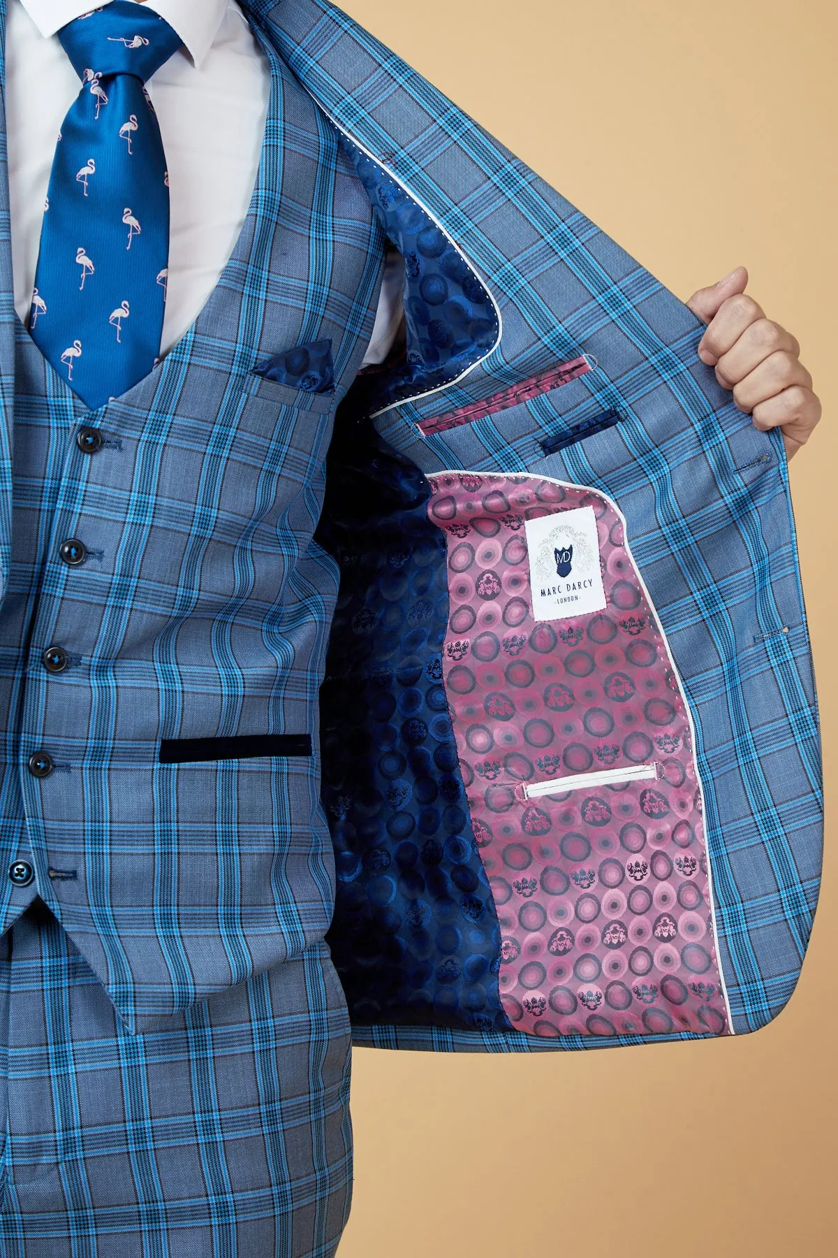 JOSE - Sky Blue Check Three Piece Suit