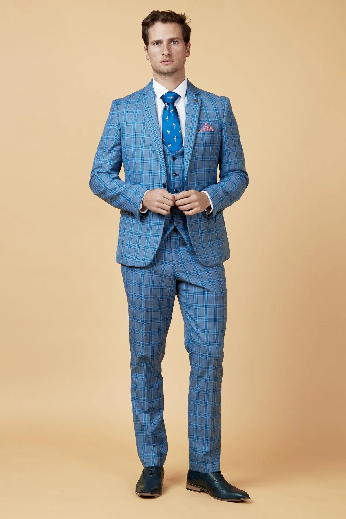 JOSE - Sky Blue Check Three Piece Suit