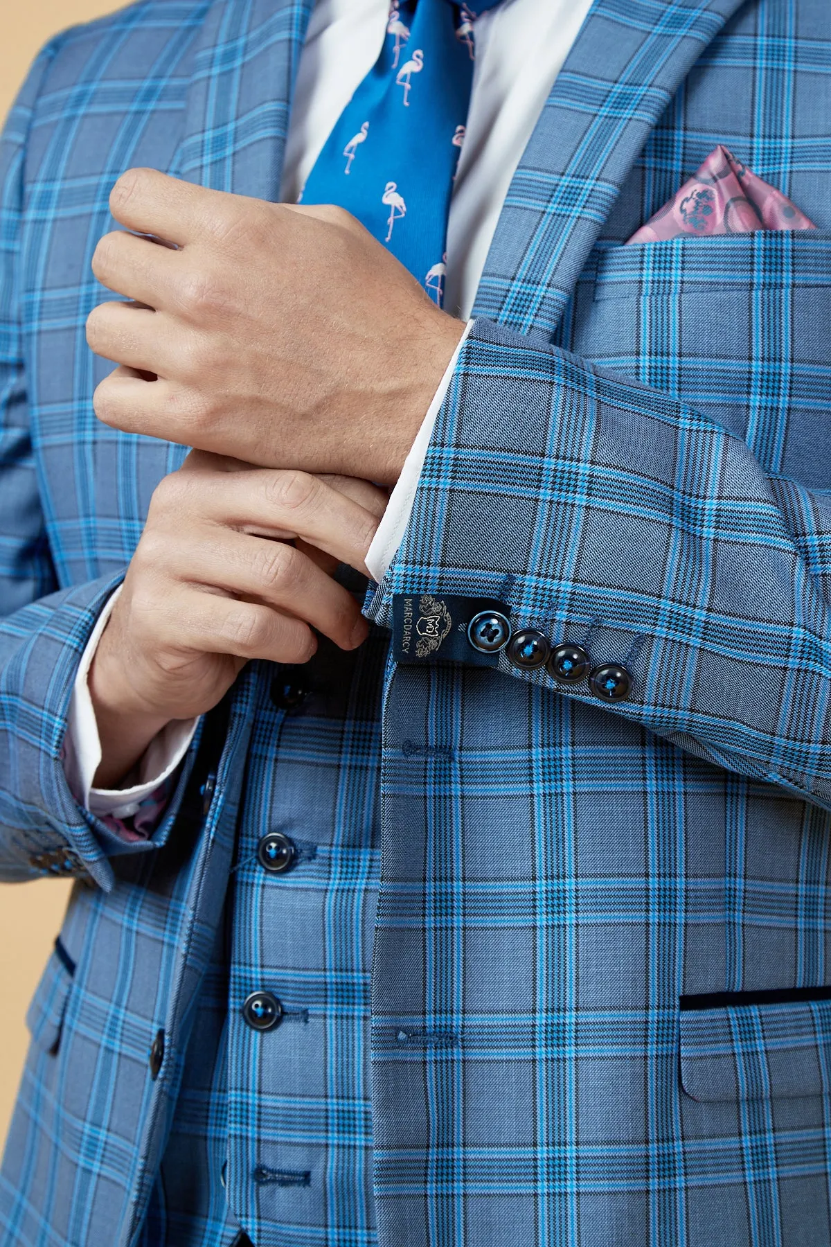 JOSE - Sky Blue Check Three Piece Suit