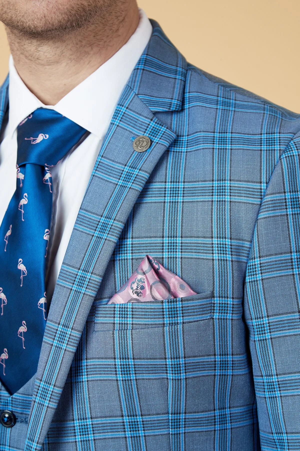 JOSE - Sky Blue Check Three Piece Suit