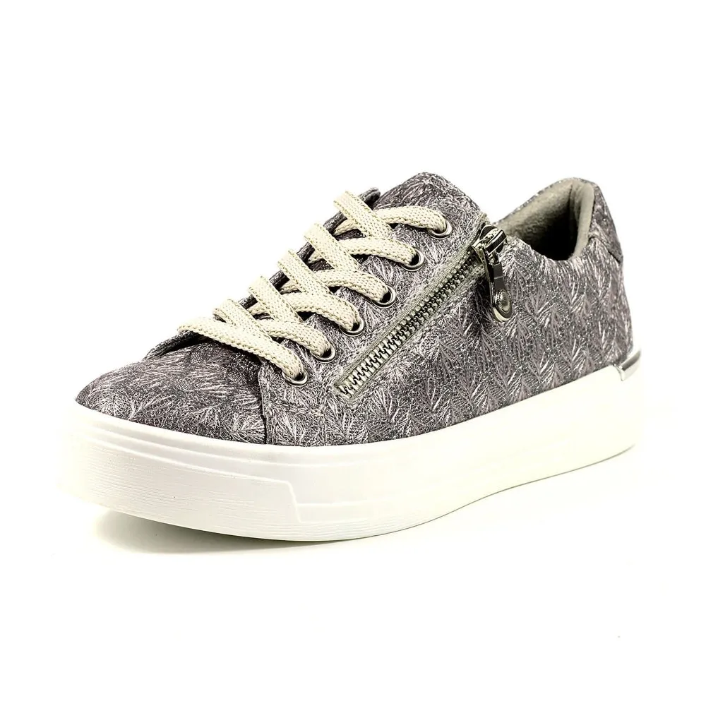 Ladies Lunar Shoes Layne Trainer Pewter Laced side zip sale