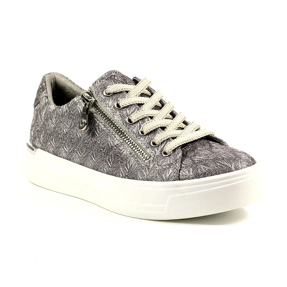 Ladies Lunar Shoes Layne Trainer Pewter Laced side zip sale