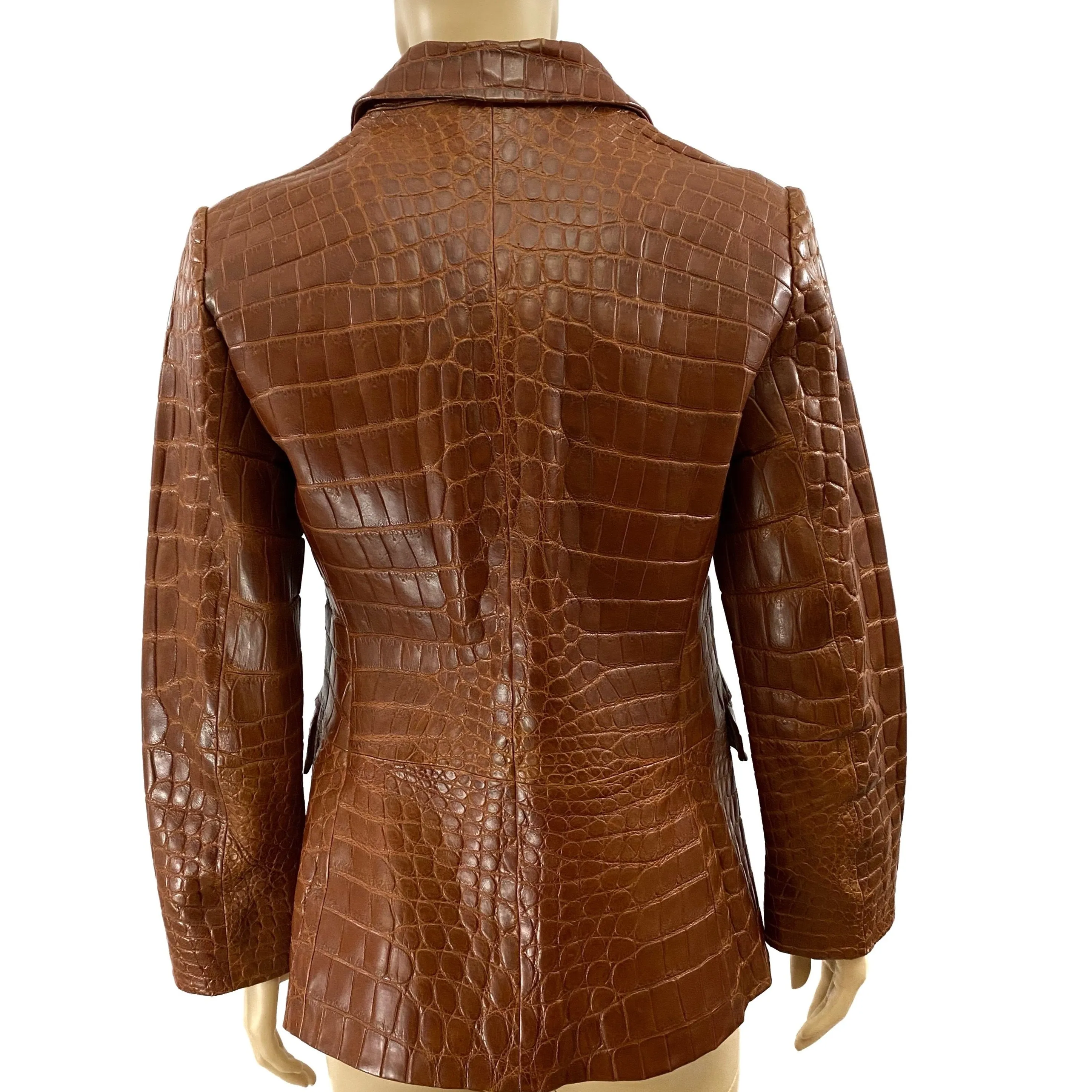 Laurent Effel Brown Crocodile Jacket Size S/M