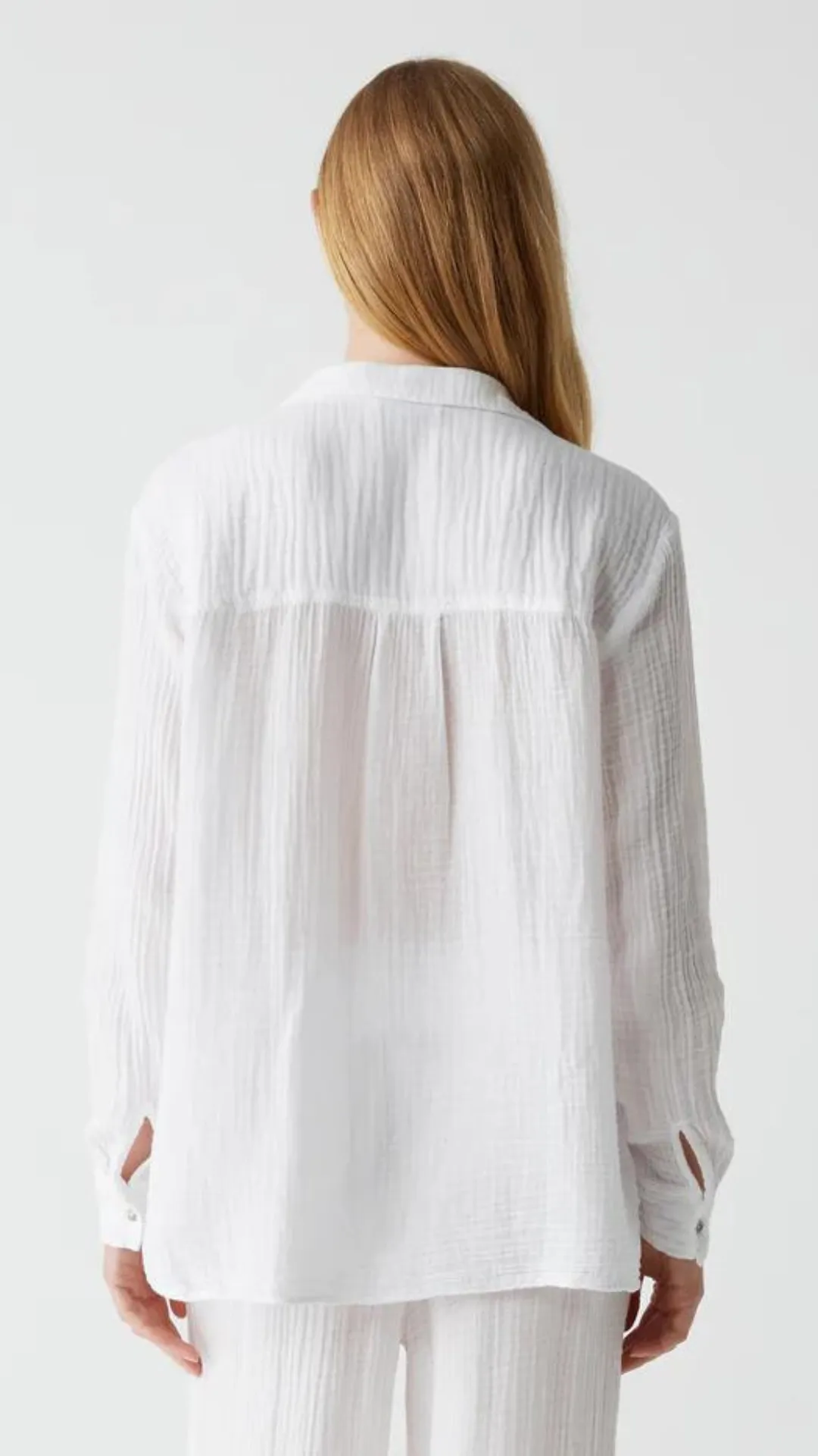 Leo Gauze Button Down - White