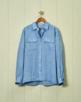 Linen Utility Shirt in Chambray