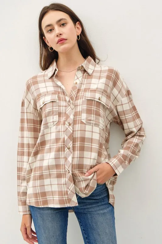 LIVIA PLAID FLANNEL LONG SLEEVE BUTTON DOWN