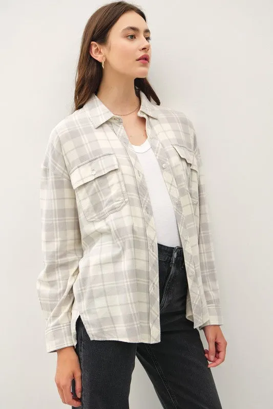 LIVIA PLAID FLANNEL LONG SLEEVE BUTTON DOWN