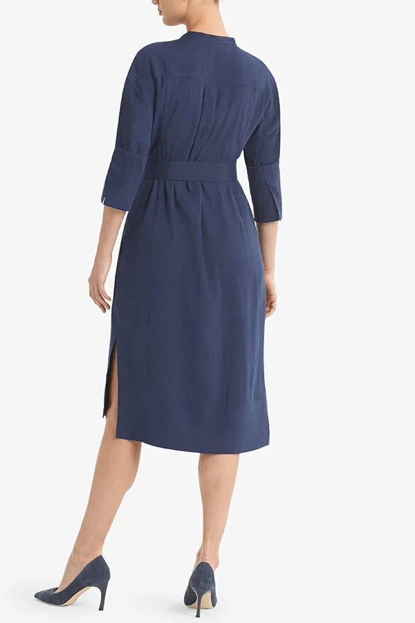 Melissa Dress - Stretch Linen :: Blueberry