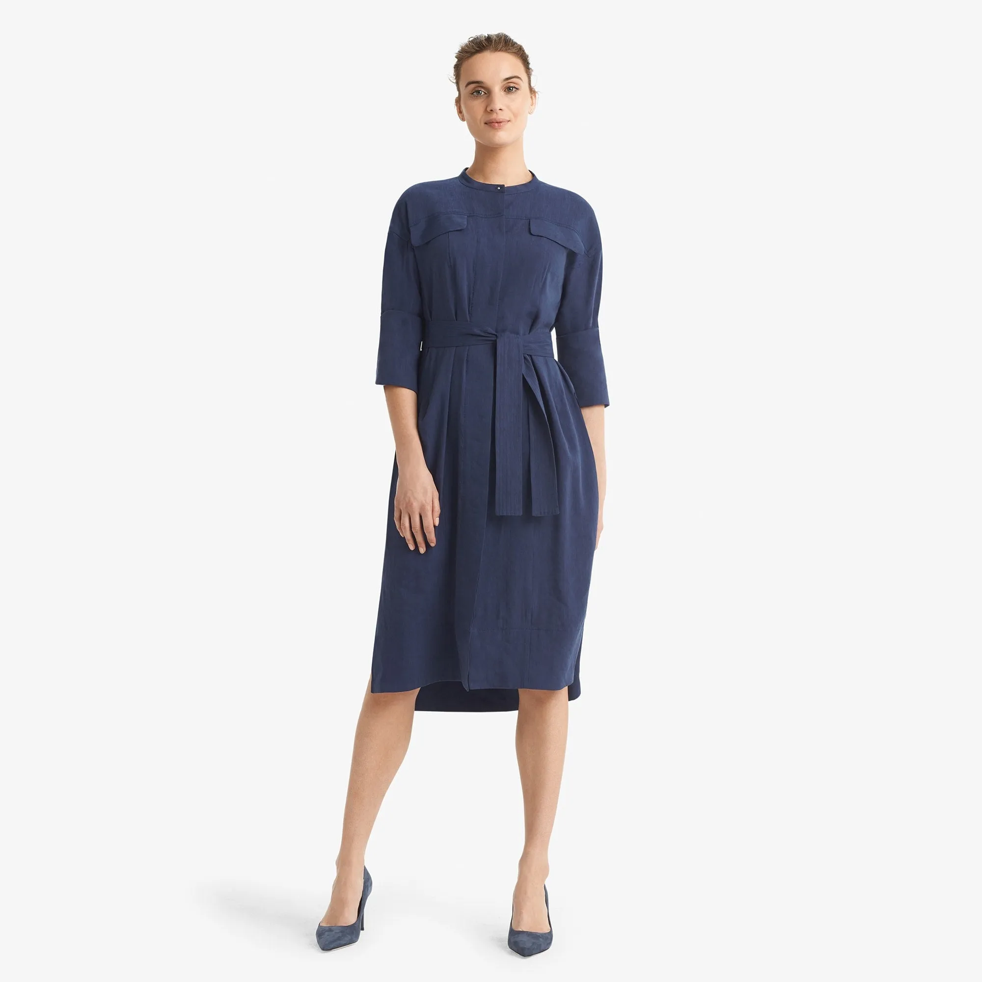 Melissa Dress - Stretch Linen :: Blueberry