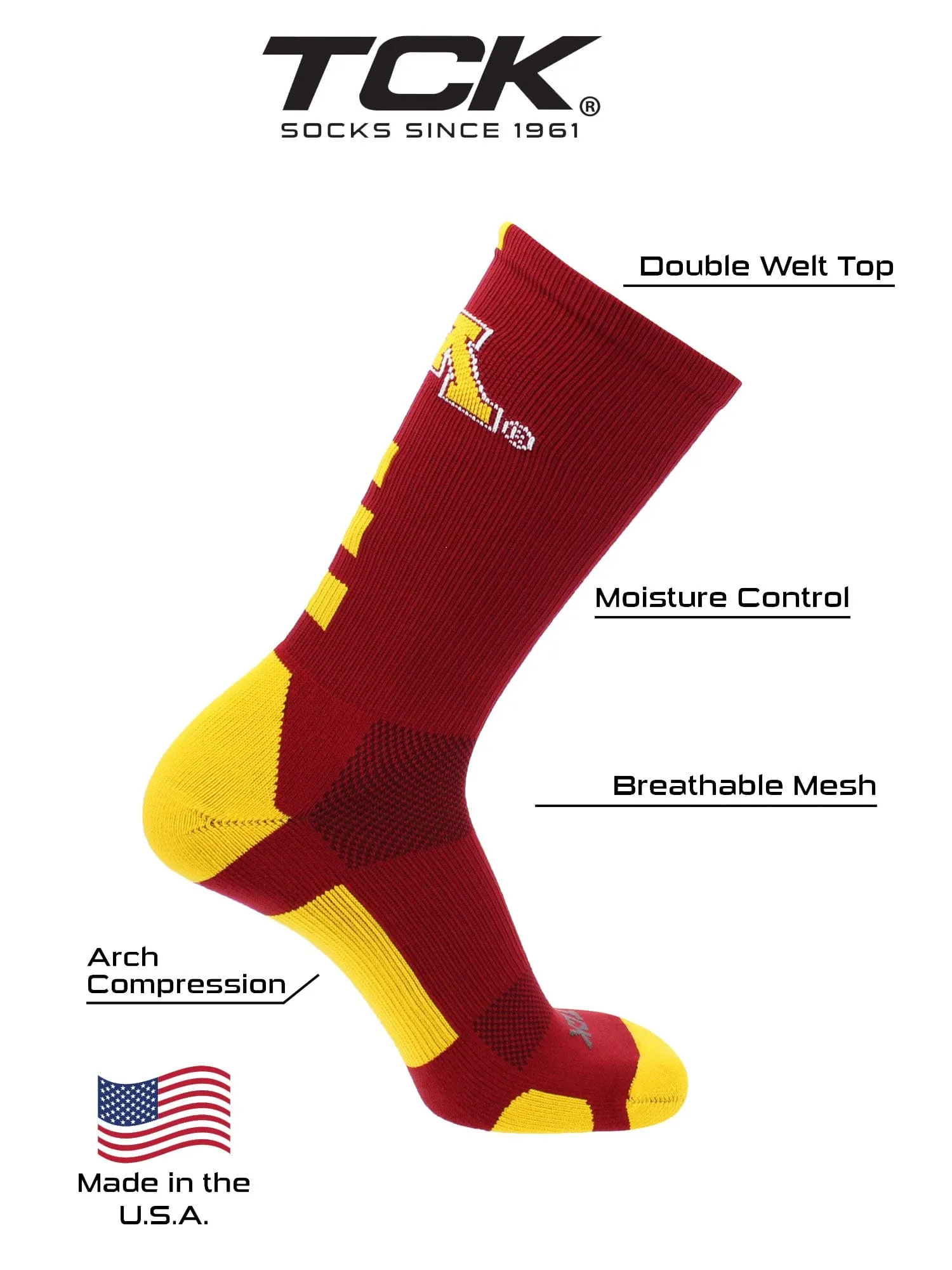 Minnesota Golden Gophers Socks Baseline Crew