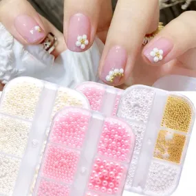 Mixed Size Pearls Nail Art Decoration (6-Grid Tray)