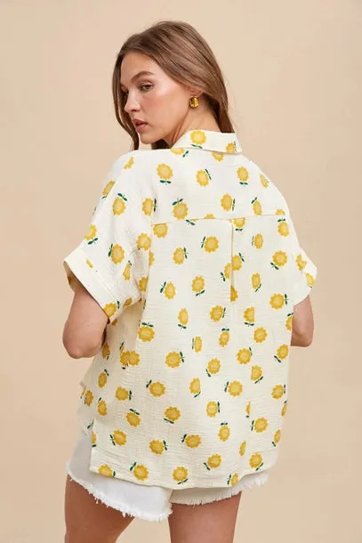 Mya Sunflower Button Down Top