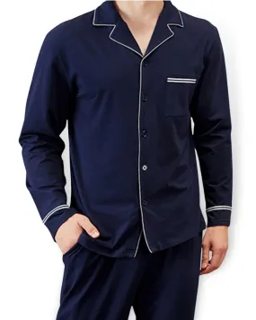 Navy Mens Bamboo Pyjamas - Bamboo & Organic Cotton Mens Button Up Pyjamas