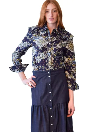 Never A Wallflower Snap Button Down Shirt in Paisley