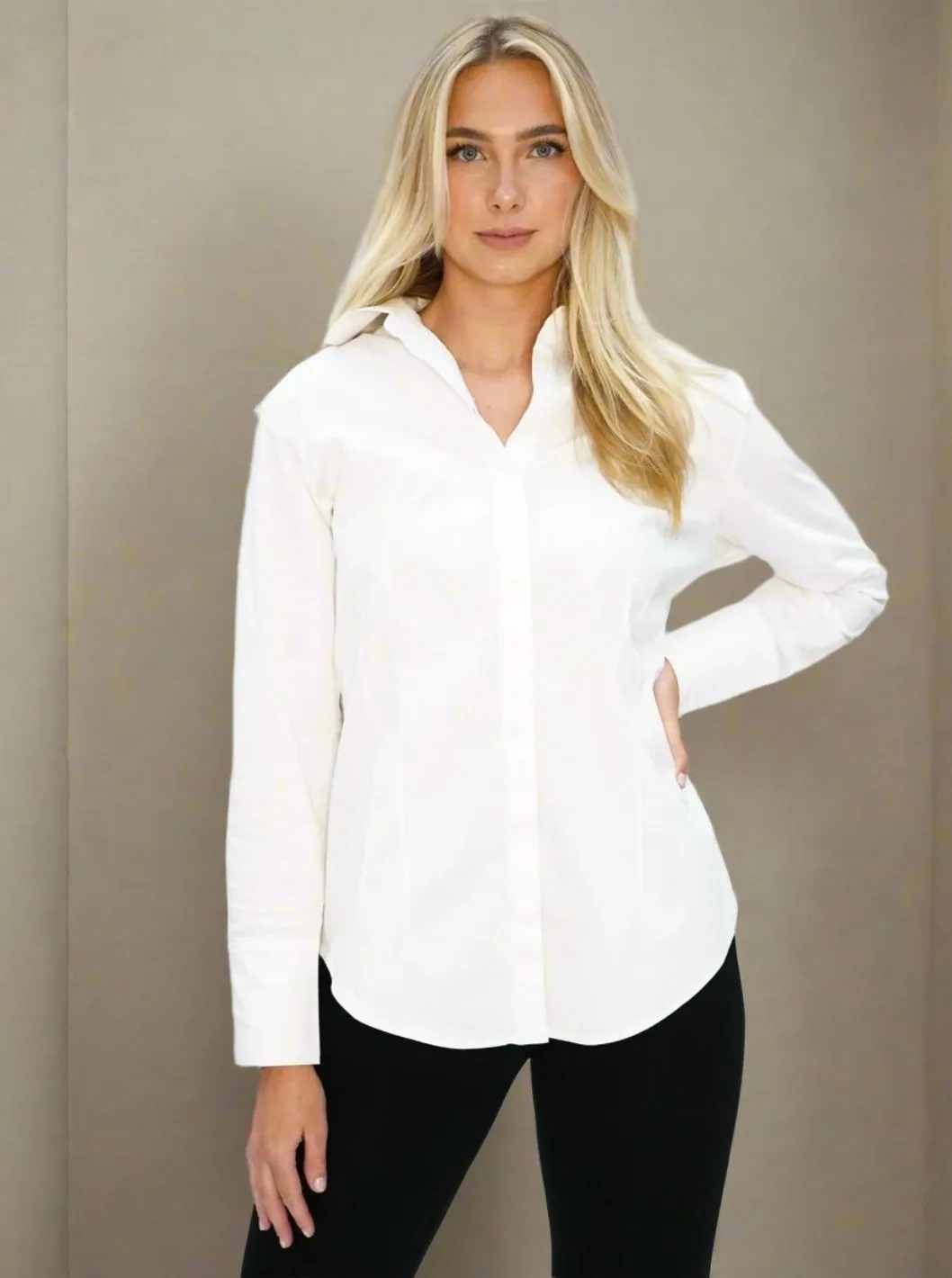 Organic Stretch Cotton Classic Tailored White Shirt - The Reade