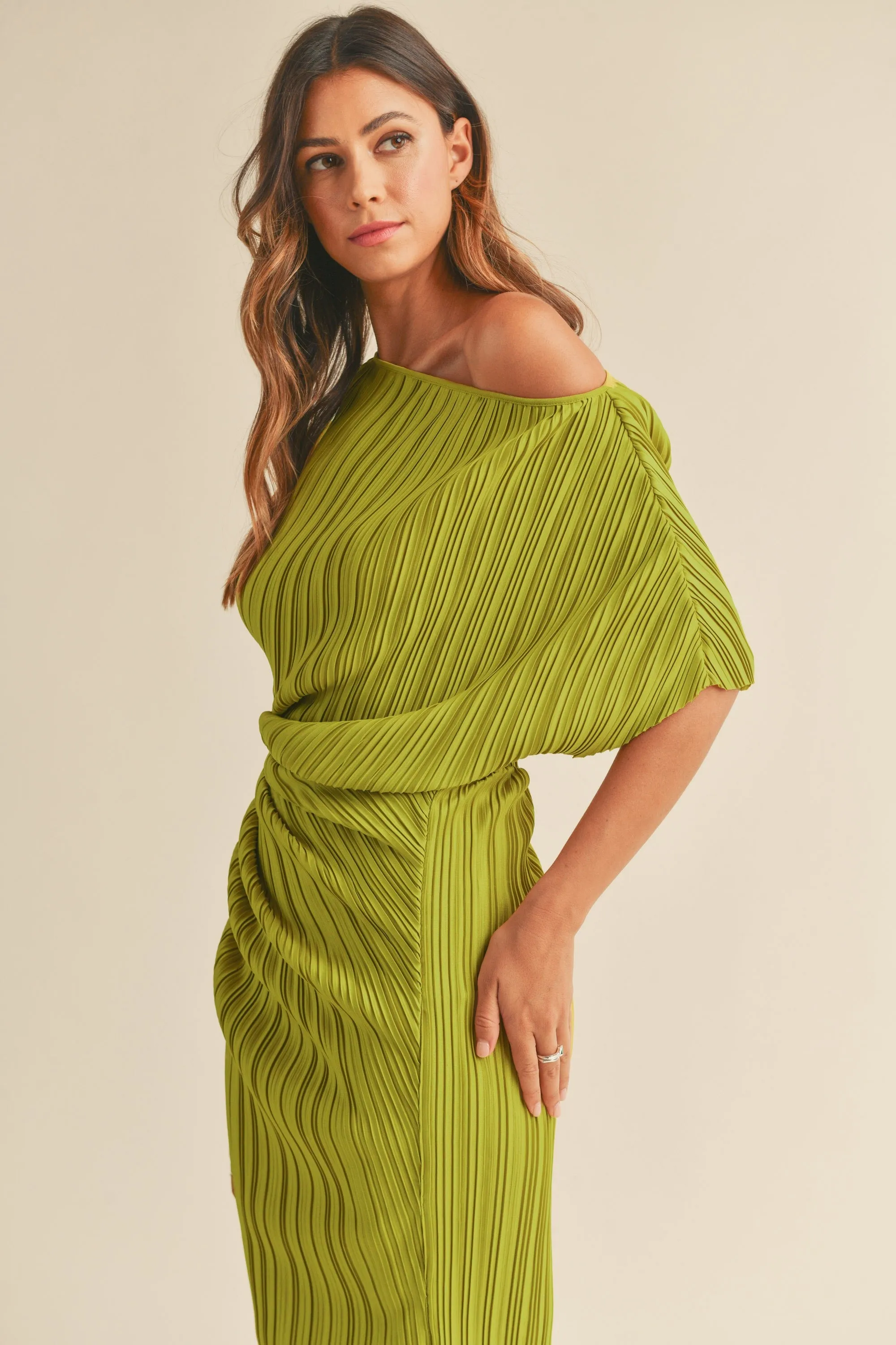 Pleated Midi Dress