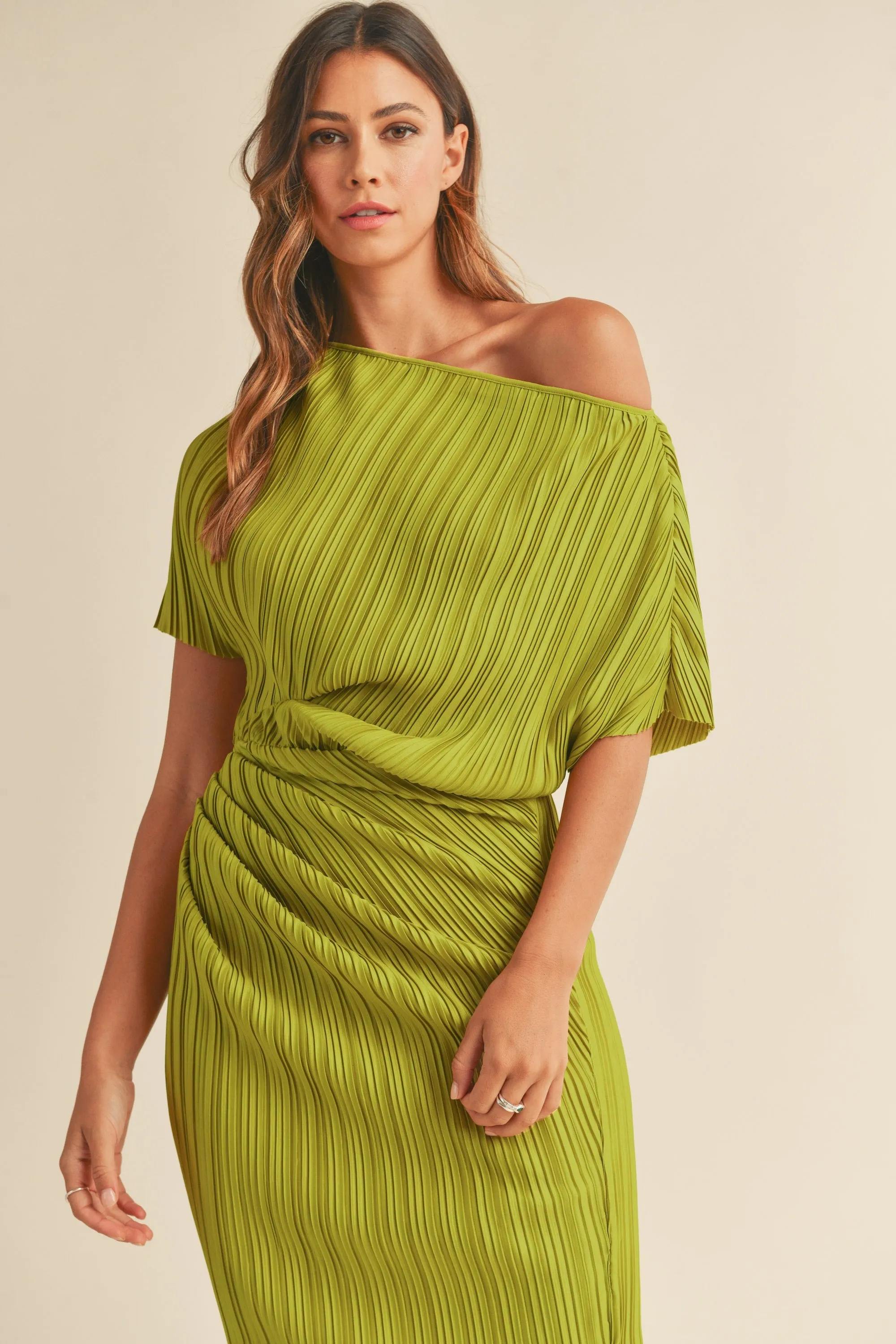 Pleated Midi Dress