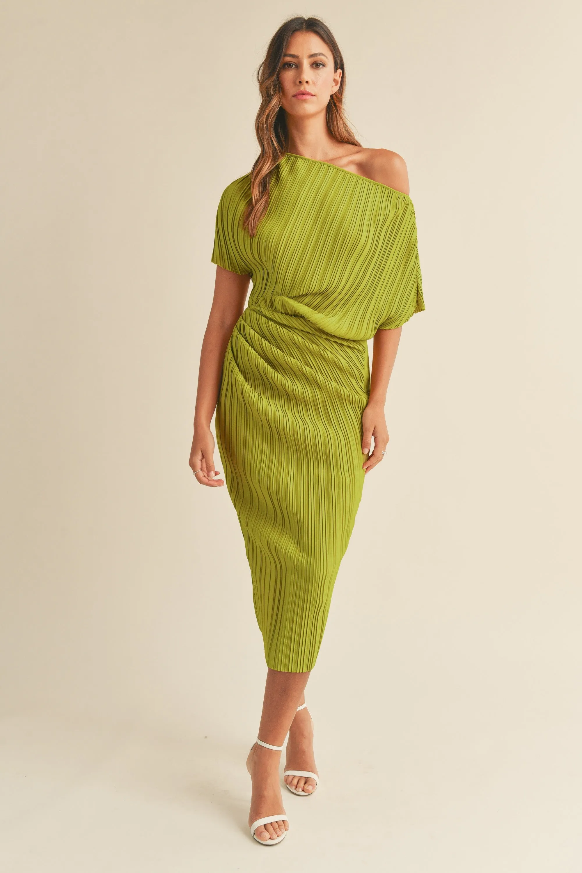 Pleated Midi Dress