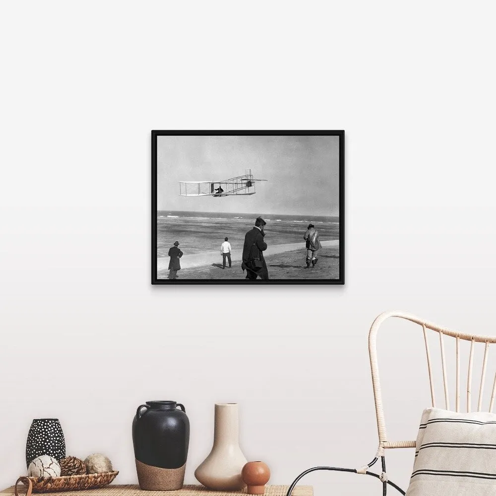 "1911 One Of The Wright Brothers Flying A Glider" Black Float Frame Canvas Art