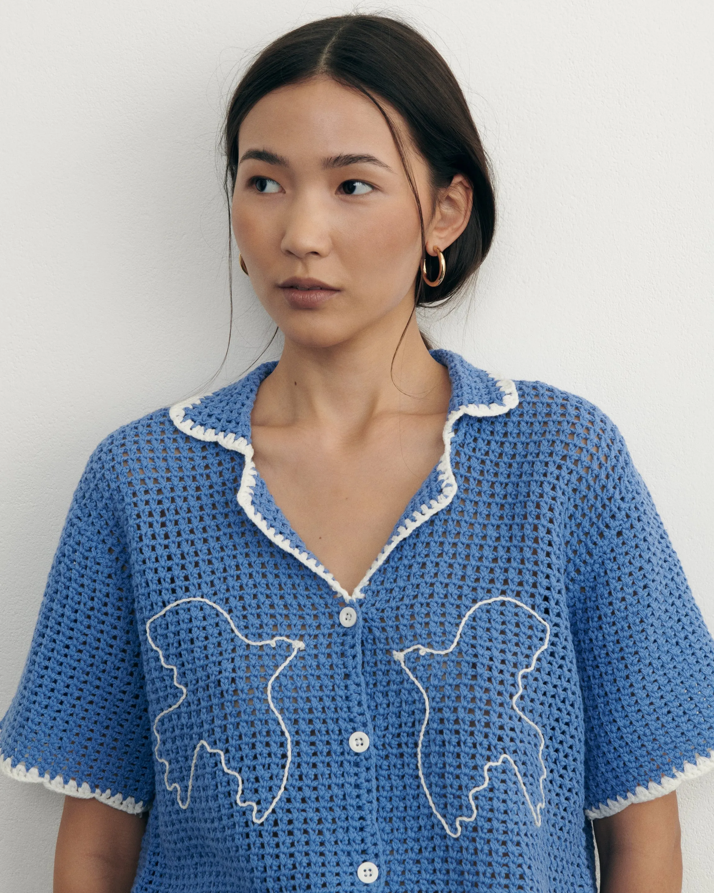 "Birds" souchier crochet shirt