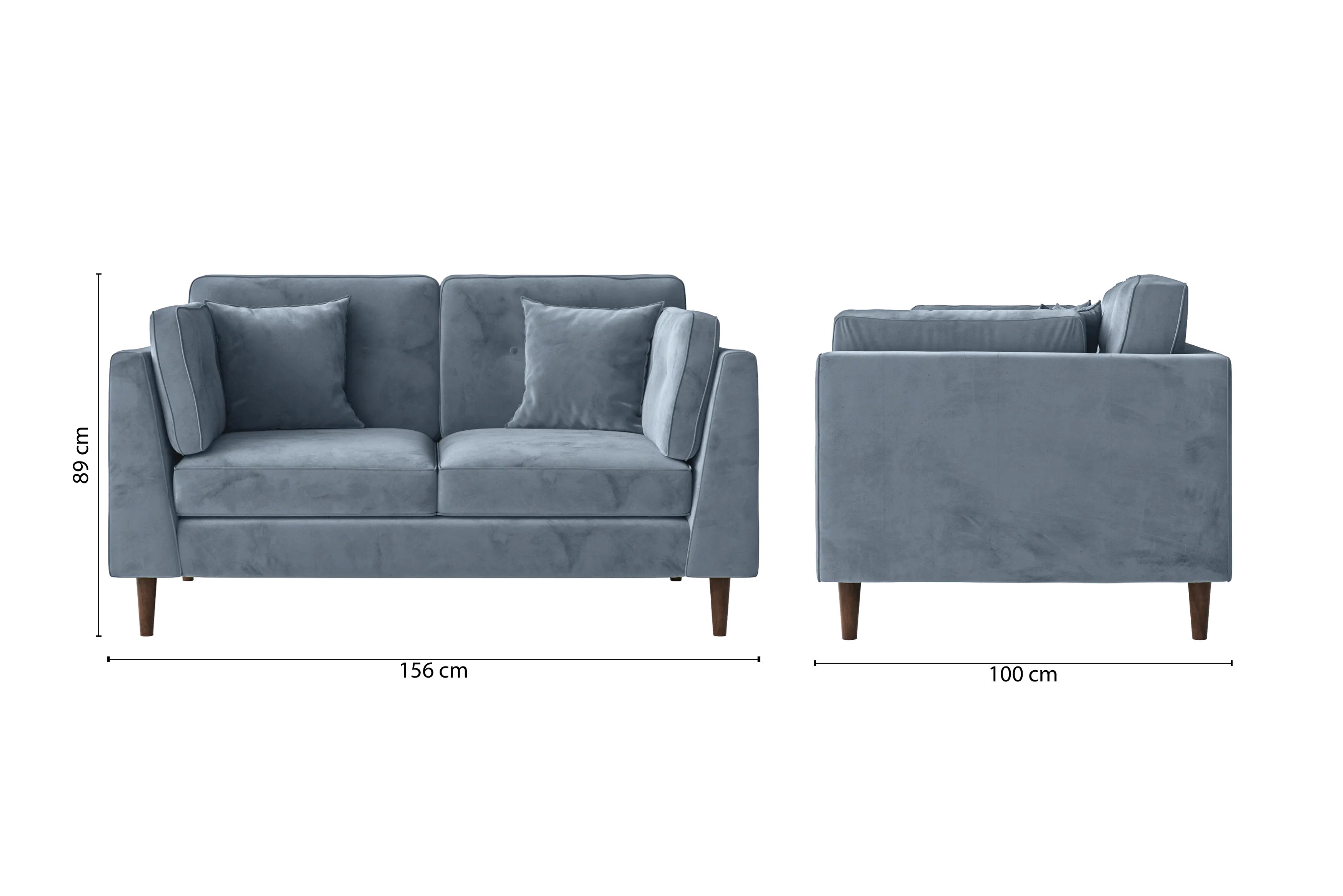 Ragusa 2 Seater Sofa Baby Blue Velvet