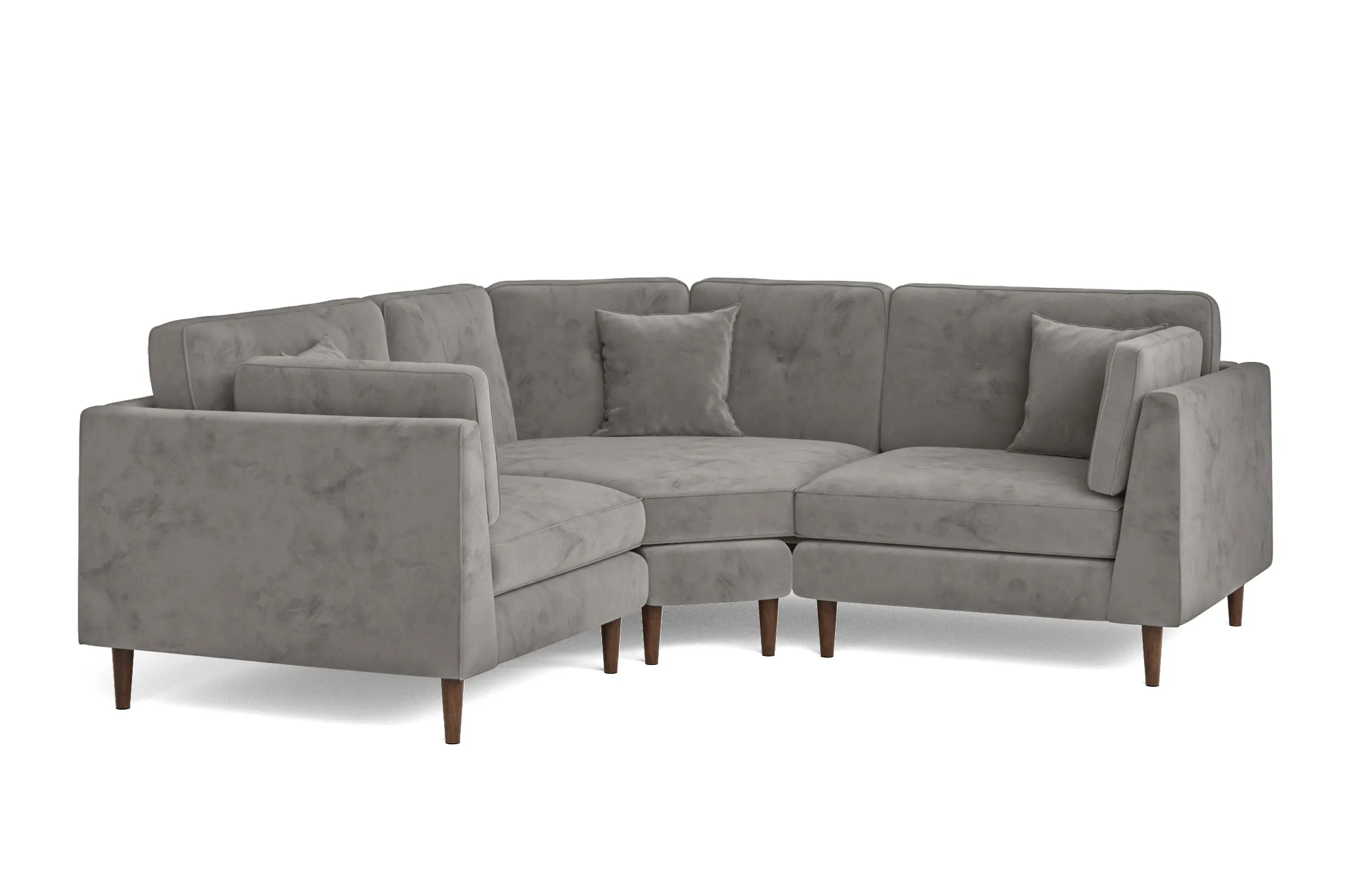 Ragusa 3 Seater Corner Sofa Grey Velvet