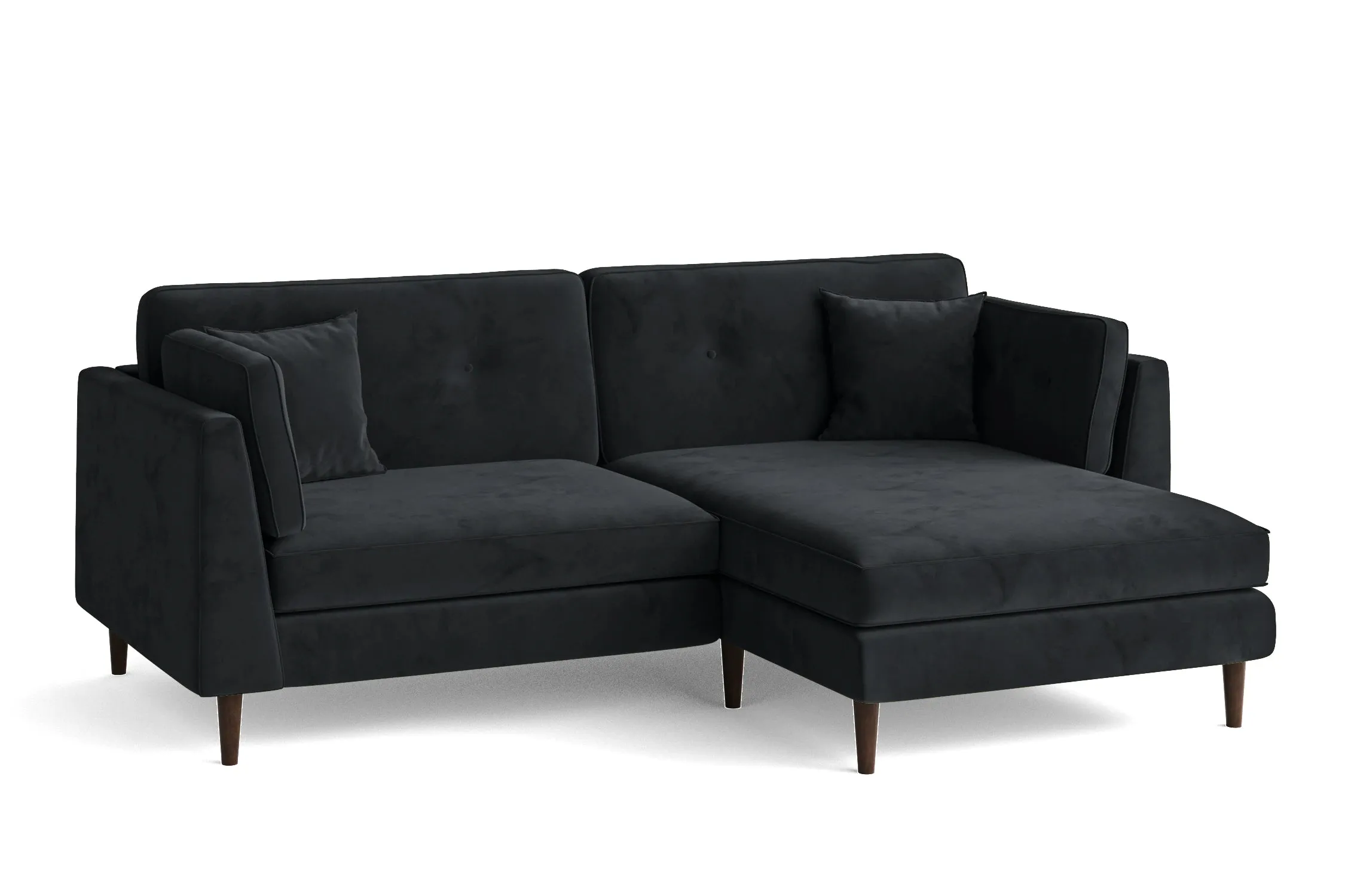 Ragusa 3 Seater Right Hand Facing Chaise Lounge Corner Sofa Dark Grey Velvet