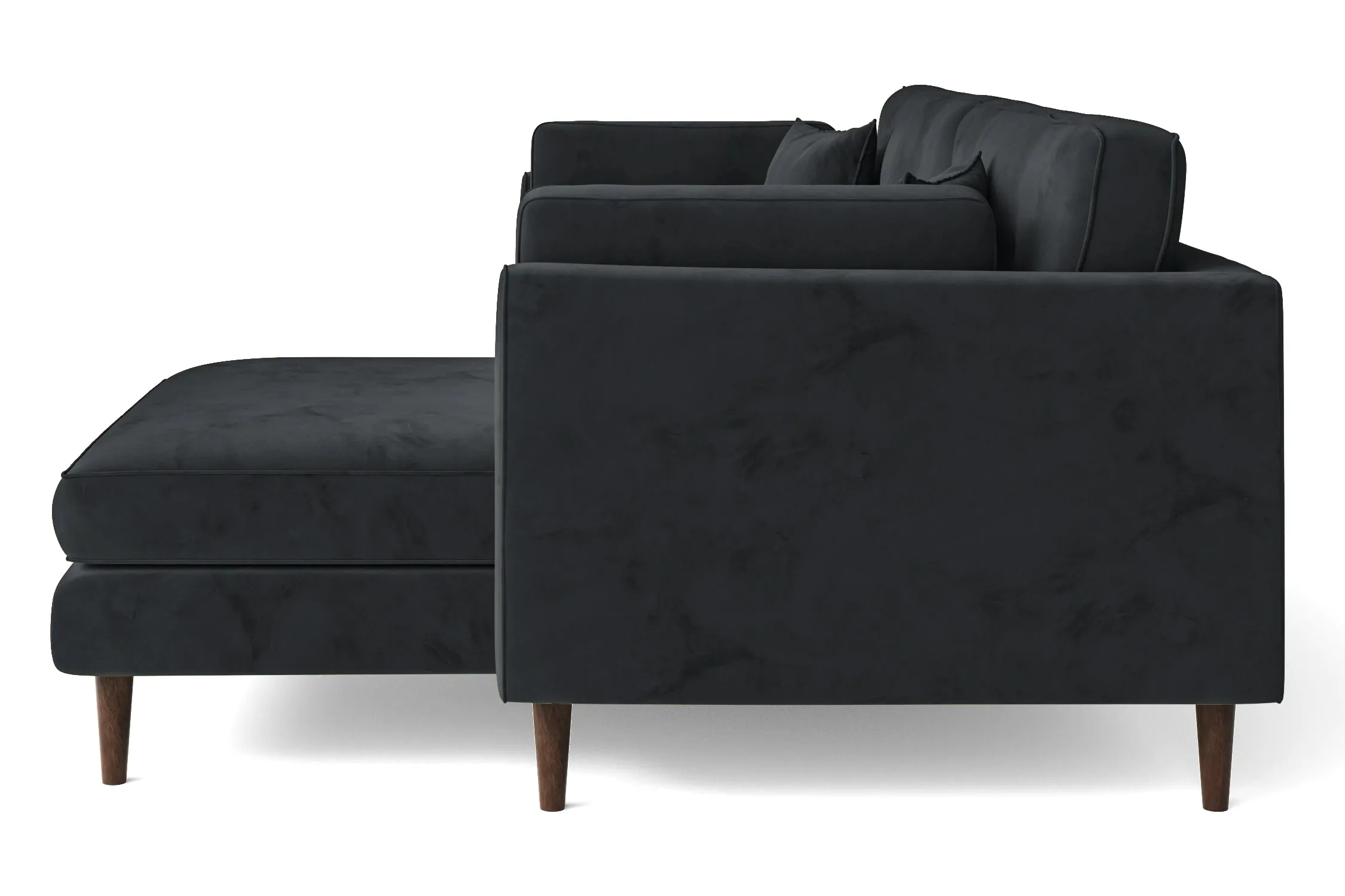 Ragusa 3 Seater Right Hand Facing Chaise Lounge Corner Sofa Dark Grey Velvet